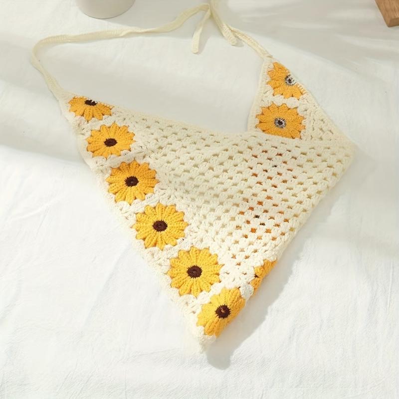Boho Daisy Crochet Hair Bandana Headscarf Vintage Headband