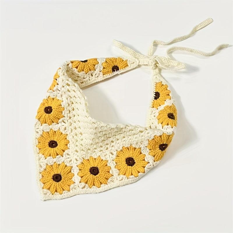 Boho Daisy Crochet Hair Bandana Headscarf Vintage Headband