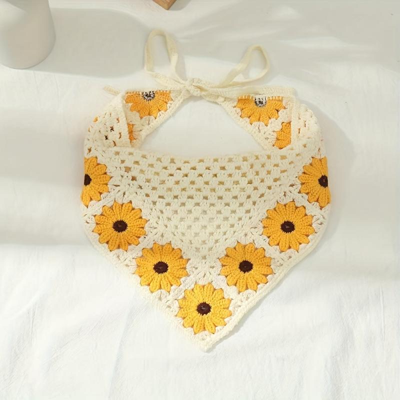 Boho Daisy Crochet Hair Bandana Headscarf Vintage Headband