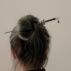Chinese Style Punk Ruby Hairpin Silvery Sword Hanfu Vintage Hair Pin