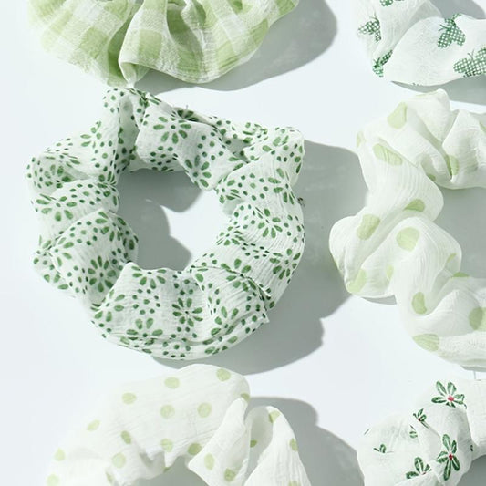 10pcs Green Floral Hair Tie Scrunchies Colorful Vintage Hair Accessories