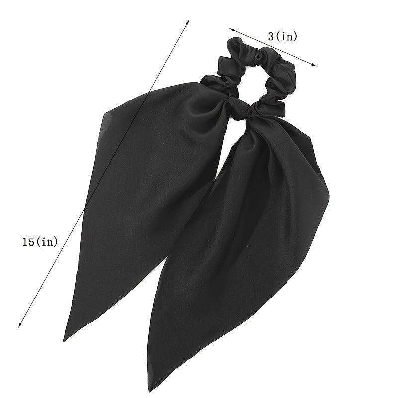 Red Satin Hair Ribbon Scrunchy Bow Scarf Elastic Hair Ties Bands