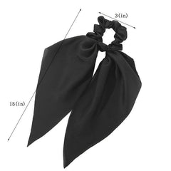 Red Satin Hair Ribbon Scrunchy Bow Scarf Elastic Hair Ties Bands