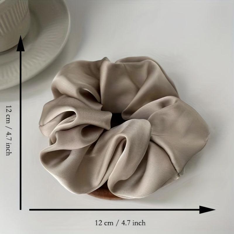 Soft Silk Hair Scrunchies for Women Girls - Solid Color Hair Tie