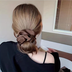 Soft Silk Hair Scrunchies for Women Girls - Solid Color Hair Tie