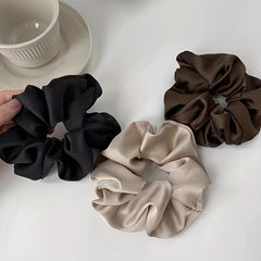 Soft Silk Hair Scrunchies for Women Girls - Solid Color Hair Tie