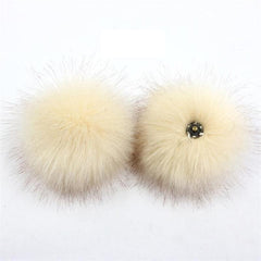 2pcs DIY Faux Fur Pom Pom with Press Button - Removable Fluffy Pompom