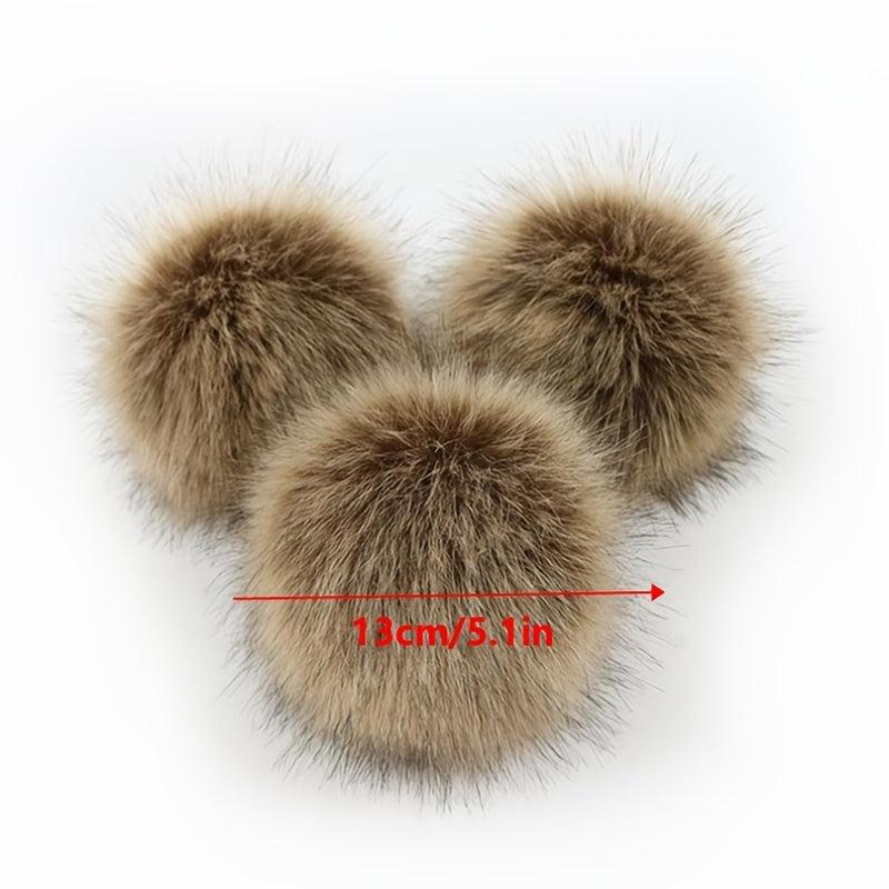 2pcs DIY Faux Fur Pom Pom with Press Button - Removable Fluffy Pompom