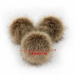 2pcs DIY Faux Fur Pom Pom with Press Button - Removable Fluffy Pompom