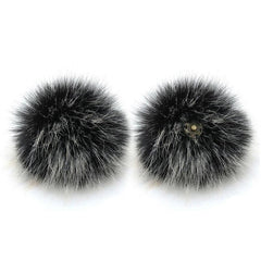 2pcs DIY Faux Fur Pom Pom with Press Button - Removable Fluffy Pompom