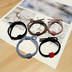 5pcs Cartoon Pig Hair Rope Sweet Bracelet Ponytail Holder Hair Accessories