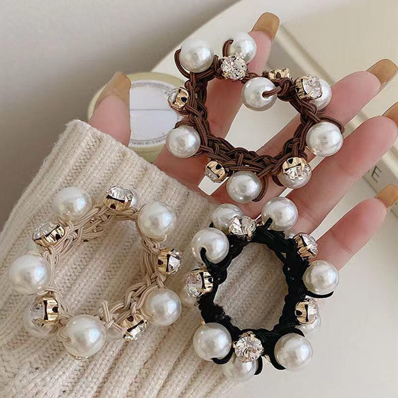 Faux Pearl Hair Ties Rhinestone Elastic Scrunchies Hair Accessories