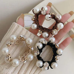 Faux Pearl Hair Ties Rhinestone Elastic Scrunchies Hair Accessories