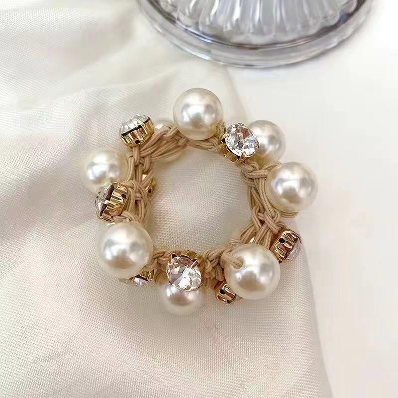 Faux Pearl Hair Ties Rhinestone Elastic Scrunchies Hair Accessories