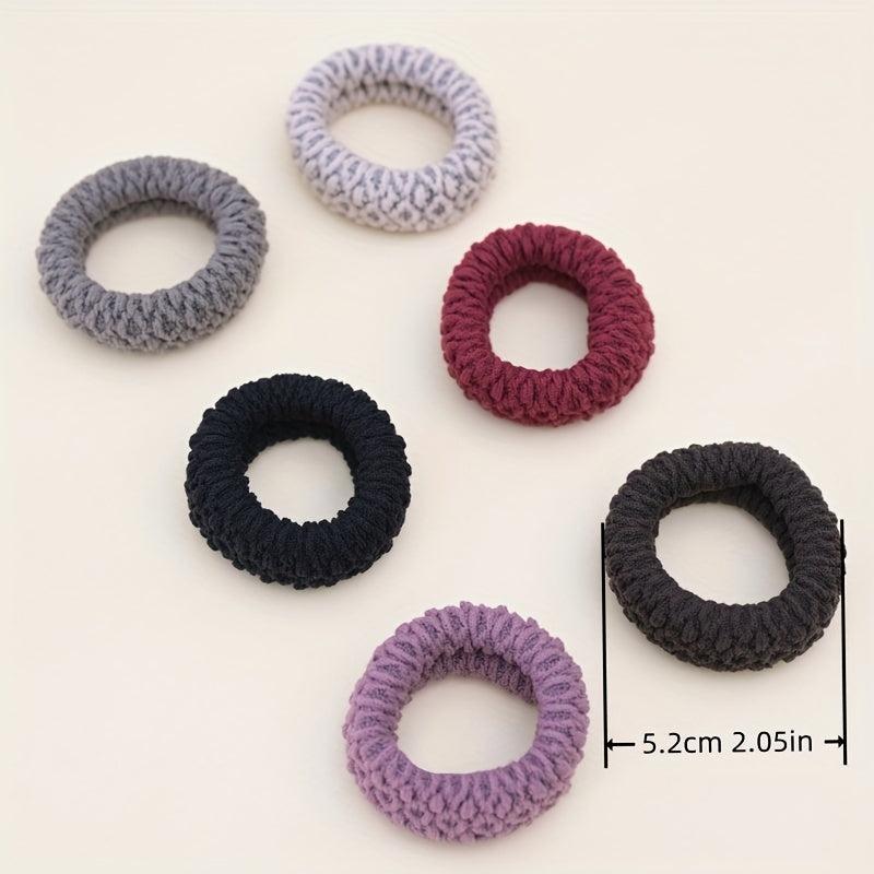 6pcs Thick Seamless Hair Ties Wide Elastic Ponytail Holder Scrunc