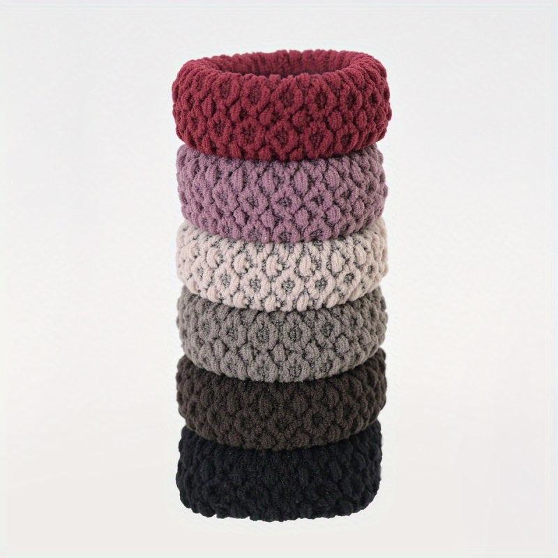 6pcs Thick Seamless Hair Ties Wide Elastic Ponytail Holder Scrunc