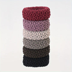 6pcs Thick Seamless Hair Ties Wide Elastic Ponytail Holder Scrunc
