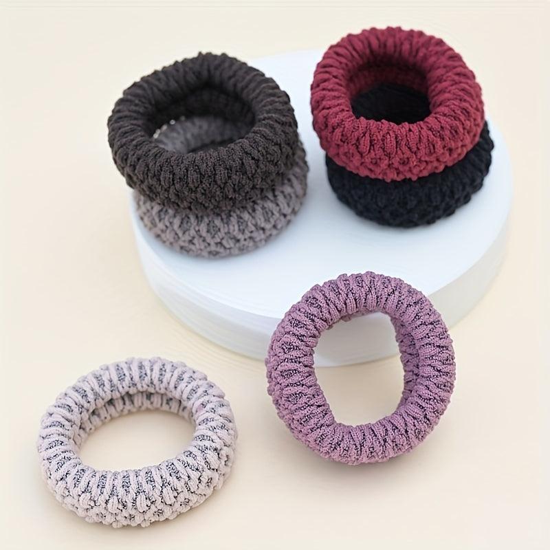6pcs Thick Seamless Hair Ties Wide Elastic Ponytail Holder Scrunc