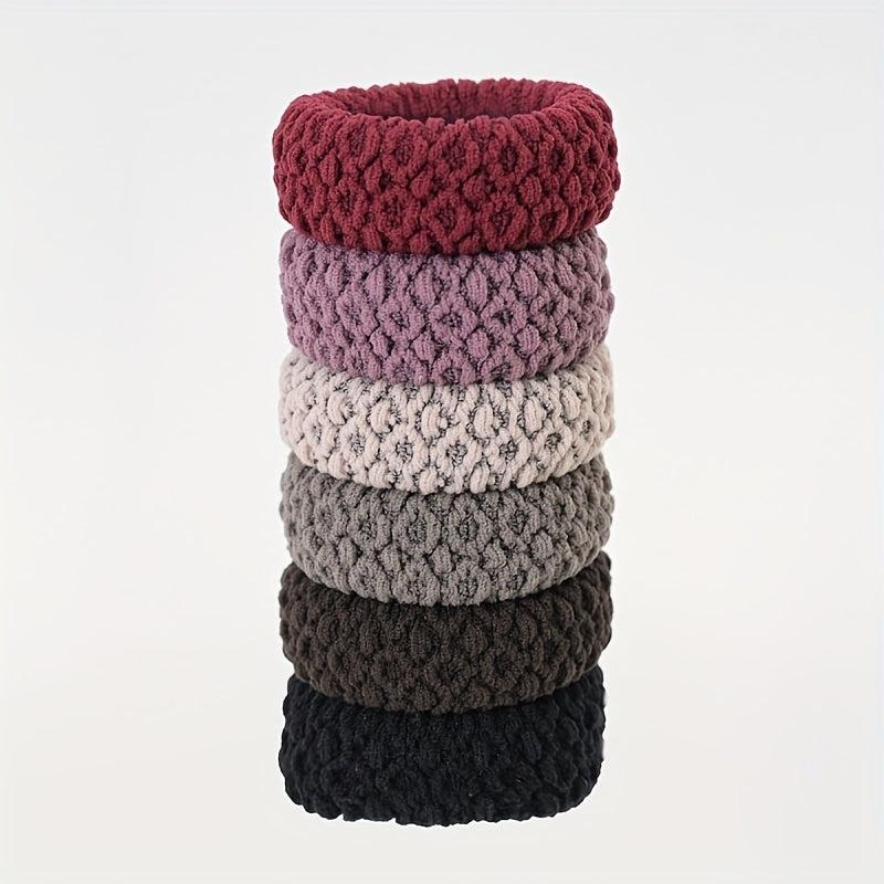 6pcs Thick Seamless Hair Ties Wide Elastic Ponytail Holder Scrunc