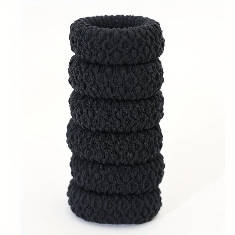 6pcs Thick Seamless Hair Ties Wide Elastic Ponytail Holder Scrunc