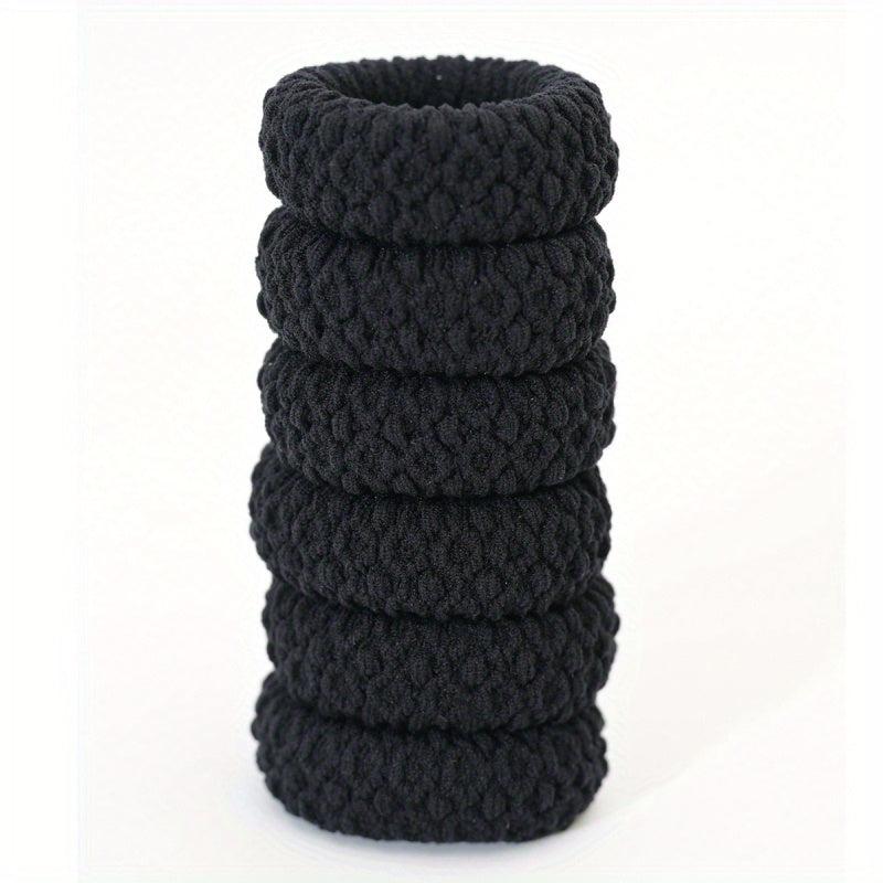 6pcs Thick Seamless Hair Ties Wide Elastic Ponytail Holder Scrunc