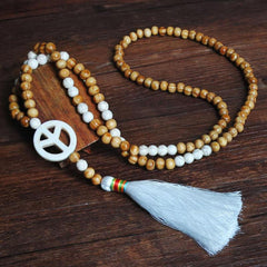 Peace Love Star Turquoise Beaded Long Necklace Women's Sweater Chain Jewelry