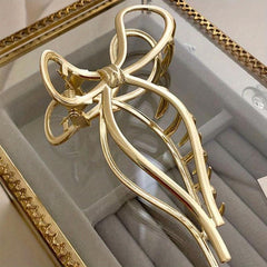 Silvery Bowknot Hair Claw Clip Strong Grip Hair Jaw Clip
