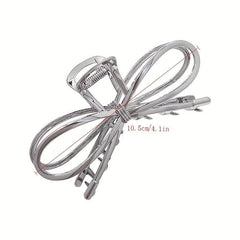 Silvery Bowknot Hair Claw Clip Strong Grip Hair Jaw Clip