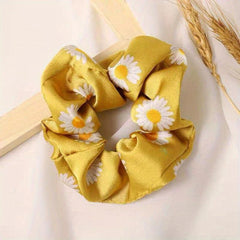 Satin Silky Large Scrunchie Hair Tie Small Daisy Pattern Head Rope