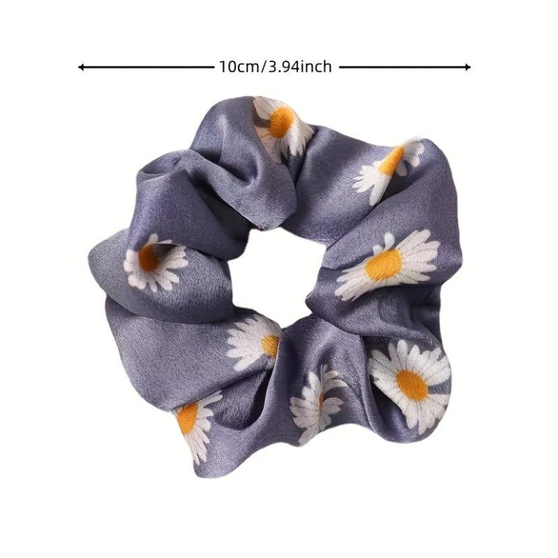 Satin Silky Large Scrunchie Hair Tie Small Daisy Pattern Head Rope