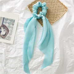 Solid Color Bow Hair Scarf Scrunchie for Women