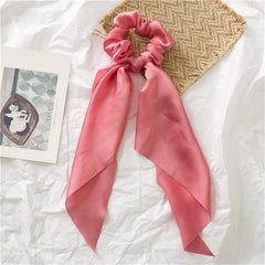 Solid Color Bow Hair Scarf Scrunchie for Women