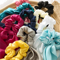 Solid Color Bow Hair Scarf Scrunchie for Women