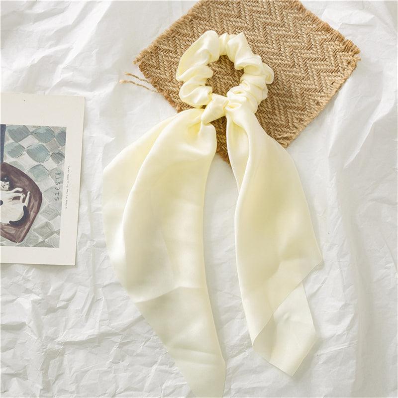 Solid Color Bow Hair Scarf Scrunchie for Women