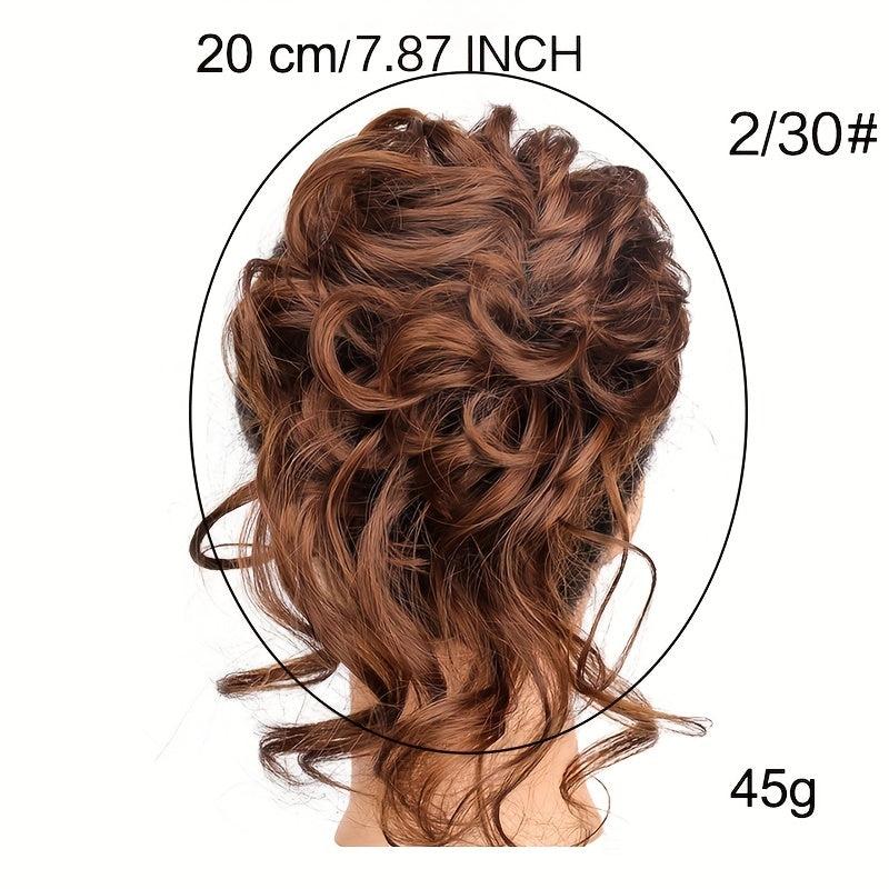 Curly Synthetic Messy Chignon Brown Donut Hair Bun