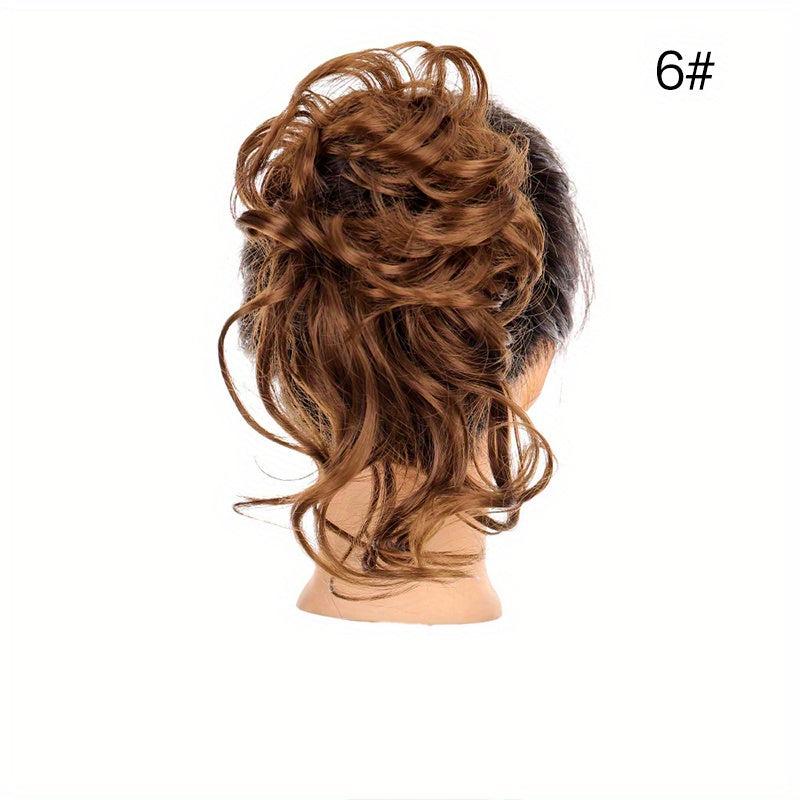 Curly Synthetic Messy Chignon Brown Donut Hair Bun