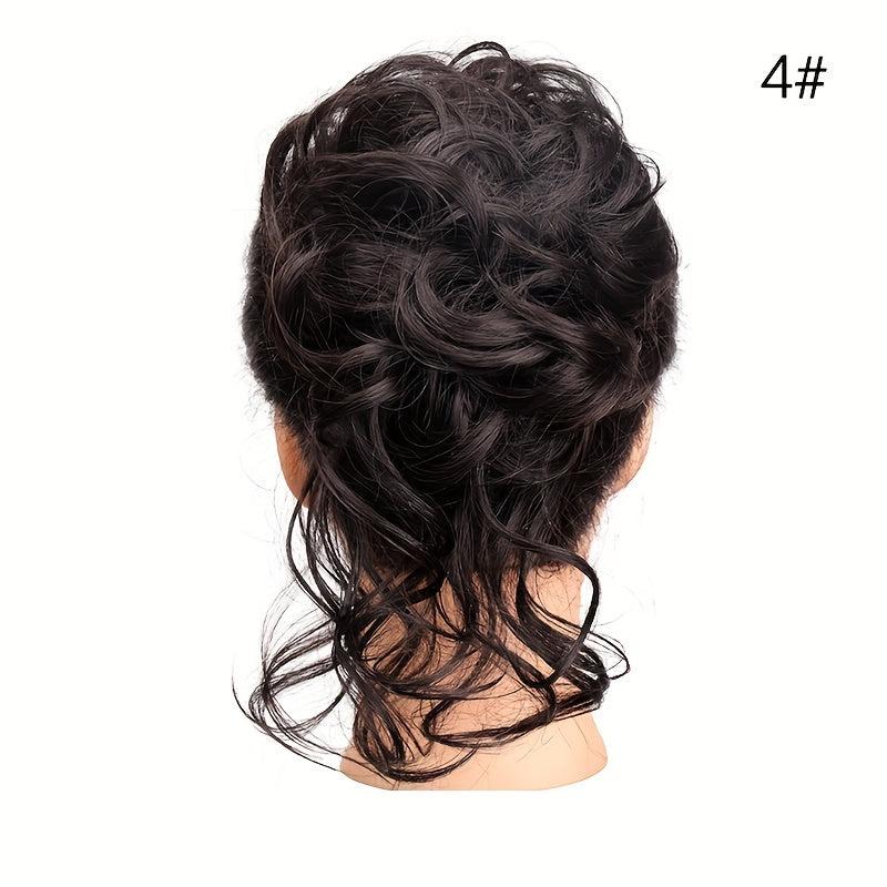 Curly Synthetic Messy Chignon Brown Donut Hair Bun