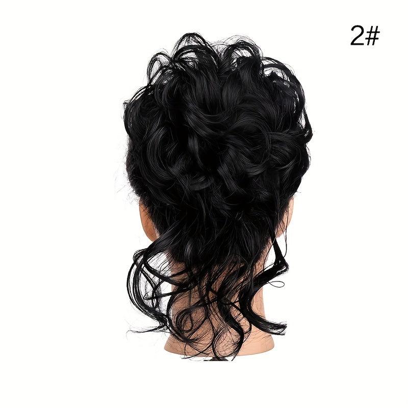 Curly Synthetic Messy Chignon Brown Donut Hair Bun