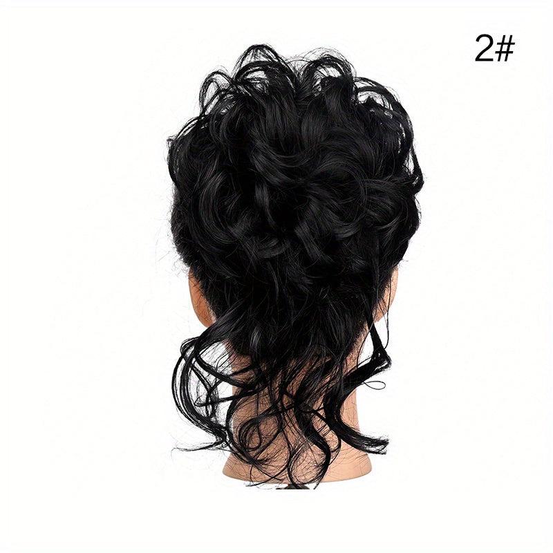 Curly Synthetic Messy Chignon Brown Donut Hair Bun
