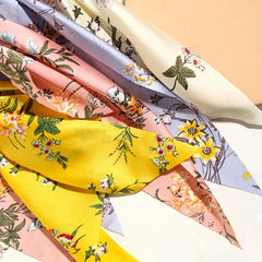 Floral Print Bowknot Hair Scarf Scrunchies Hair Tie Elastic Hair Scrunchy