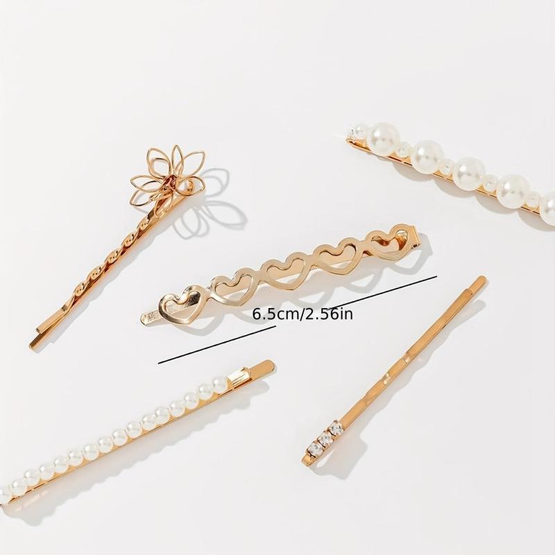 8pcs Pearl Beads Hair Clip Flower Hairpin Barrette