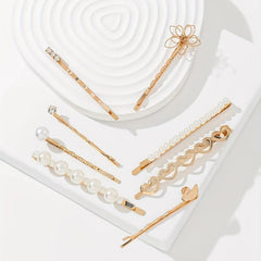 8pcs Pearl Beads Hair Clip Flower Hairpin Barrette