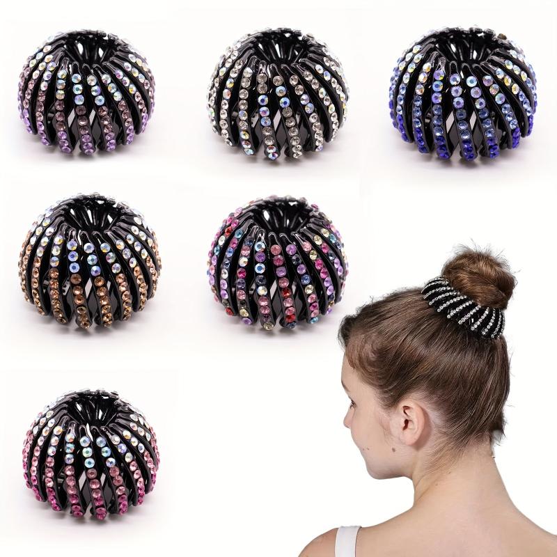 Rhinestone Hair Clip Ponytail Holder Bird Nest Shape Headwear