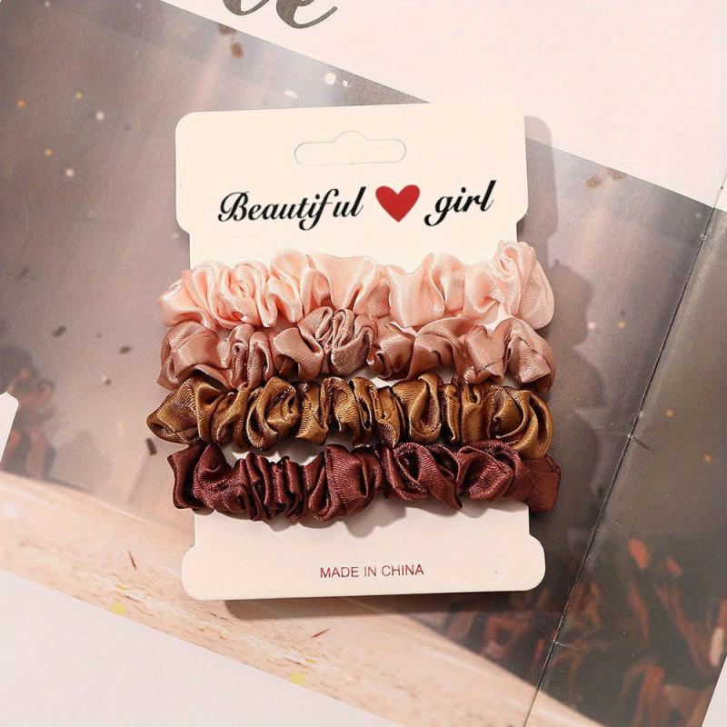 4pcs Satin Hair Scrunchie Head Band Set for Women Girls