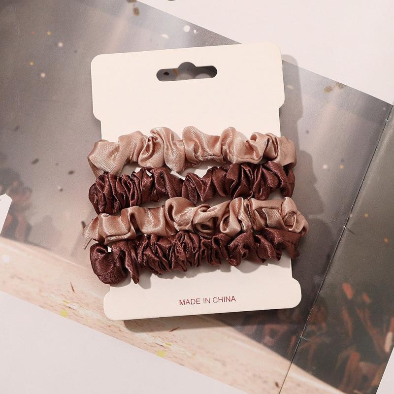 4pcs Satin Hair Scrunchie Head Band Set for Women Girls