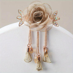 Silky Yarn Rose Flower Hair Clip for Prom and Parties