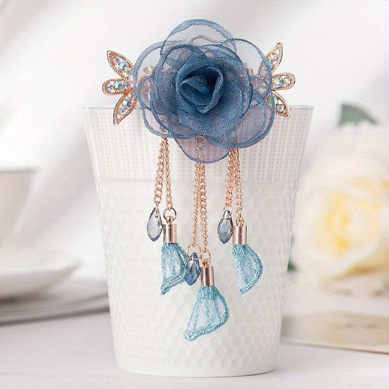 Silky Yarn Rose Flower Hair Clip for Prom and Parties