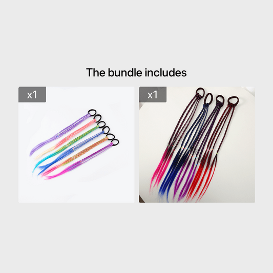 6pcs Girls Colorful Braids Hair Extensions Ponytail Accessories