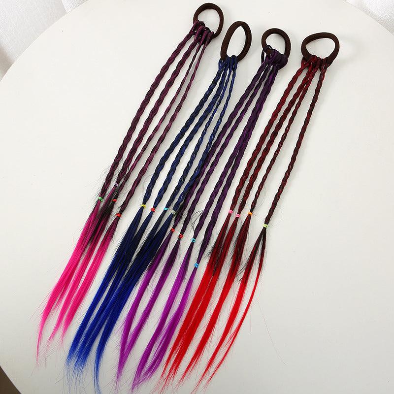 6pcs Girls Colorful Braids Hair Extensions Ponytail Accessories