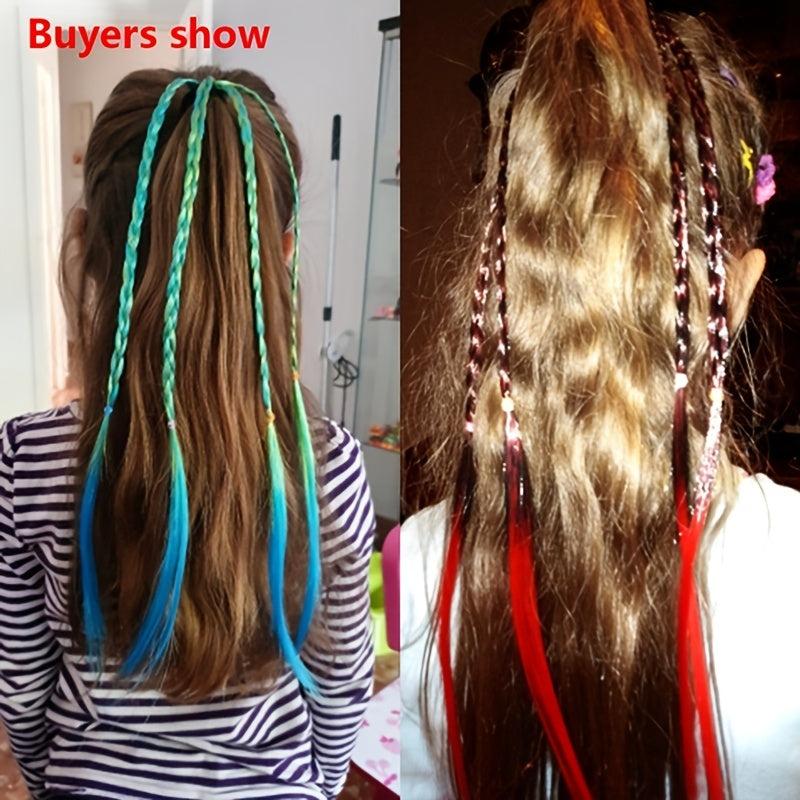 6pcs Girls Colorful Braids Hair Extensions Ponytail Accessories